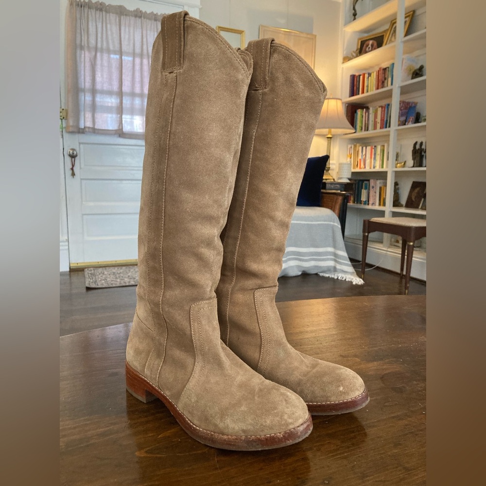 VIA SPIGA Women's Tan Suede  Leather Tall Western Boots Size 5